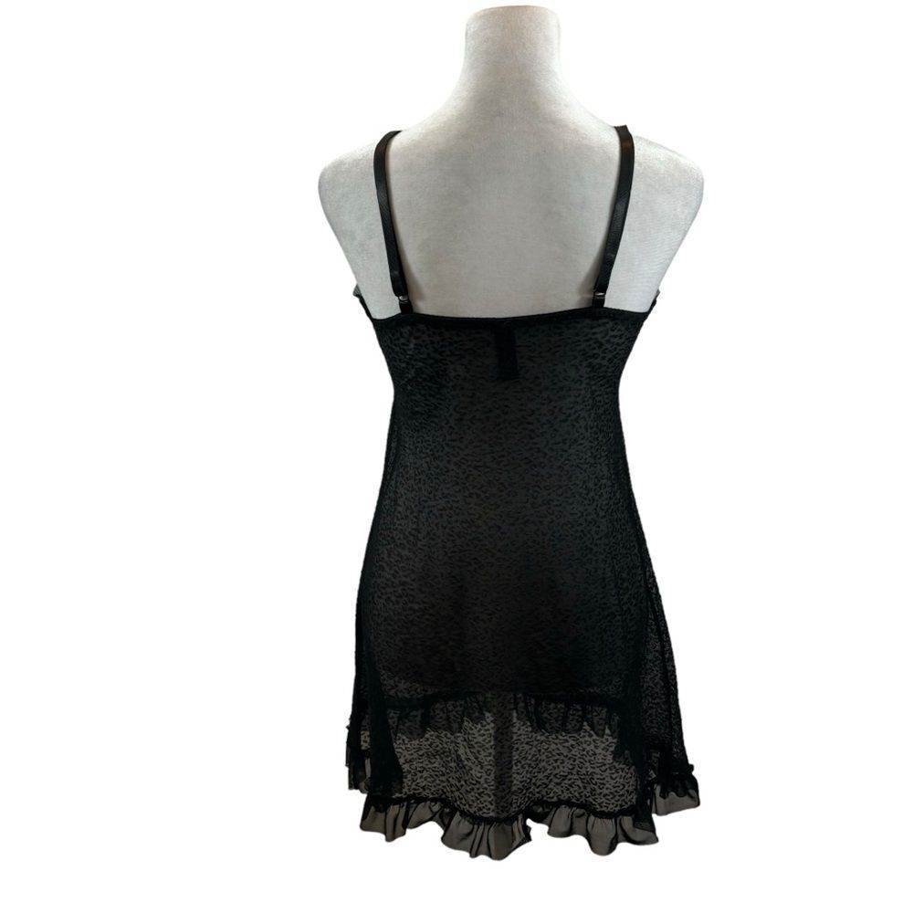 Marilyn Monroe‎ Sheer Black Leopard Print Ruffle Detail Short Nightgown Small - Picture 6 of 10